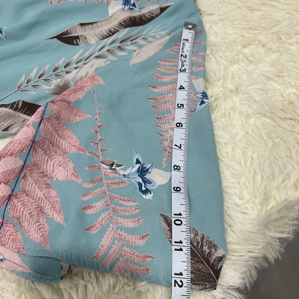 Blue Blush Tropical Print Wrap Dress